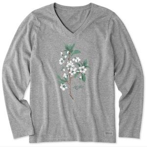 Life Is Good Heather Gray Floral Long Sleeve Tee